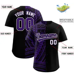 Black Purple Tribal Split Baseball Jersey 2