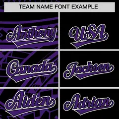 Black Purple Tribal Split Baseball Jersey 3