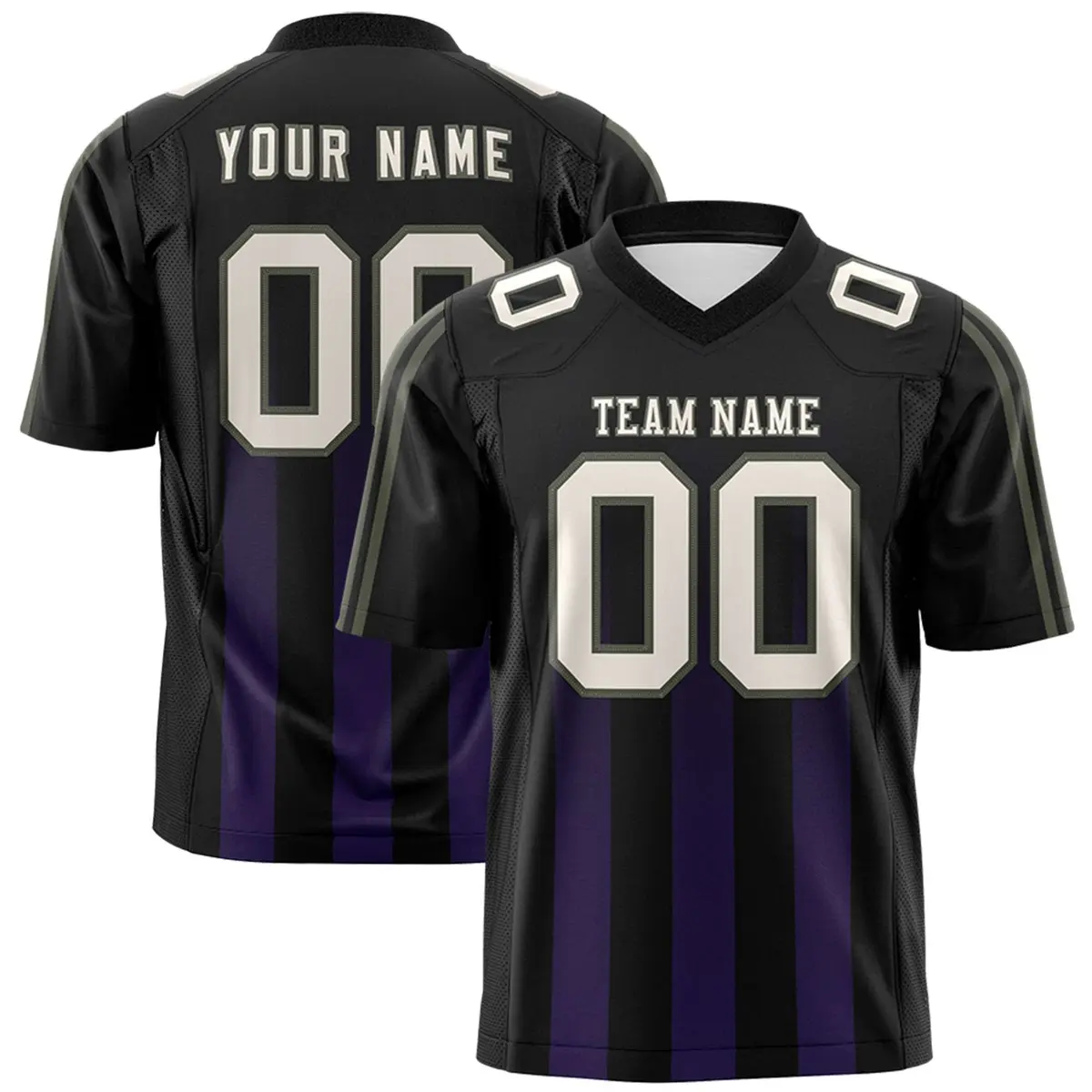Black Purple Vertical Fine Stripe Gradient Football Jersey