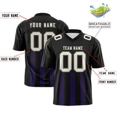 Black Purple Vertical Fine Stripe Gradient Football Jersey 2
