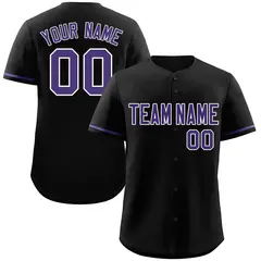 Black Purple-White Classic Style Baseball Jersey 1
