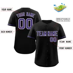 Black Purple-White Classic Style Baseball Jersey 2