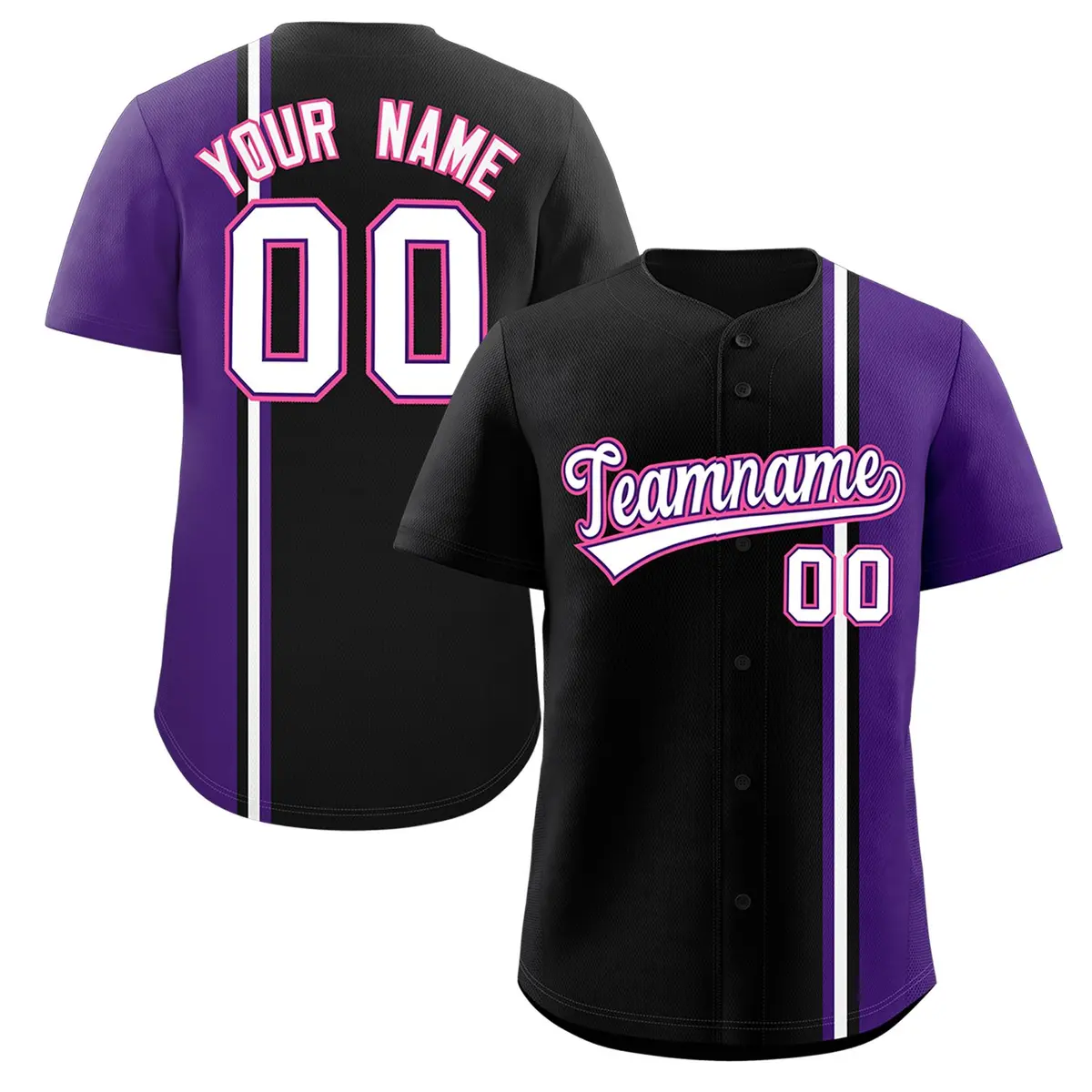 Black Purple-White Color Block Authentic Baseball Jersey