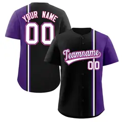 Black Purple-White Color Block Authentic Baseball Jersey