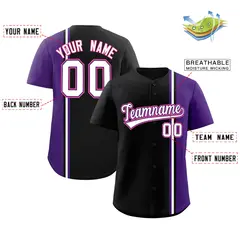 Black Purple-White Color Block Authentic Baseball Jersey 2