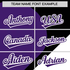 Black Purple-White Color Block Half Heart Baseball Jersey 3