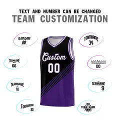 Black Purple White Diagonal Stripe Color Block Basketball Jersey 4