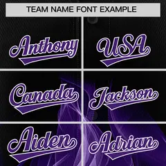 Black Purple White Flame Graffiti Pattern Baseball Jersey 3