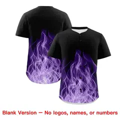 Black Purple White Flame Graffiti Pattern Baseball Jersey 7