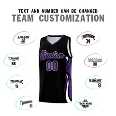 Black Purple White Graffiti Side Curve Basketball Jersey Sets 4