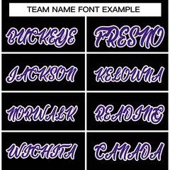 Black Purple-White Raglan Varsity Full-Snap Letterman Jacket 5
