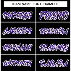 Black Purple-White Raglan Varsity Full-Snap Letterman Jacket 5