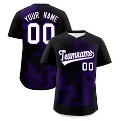 Black Purple White Skeleton Graffiti Baseball Jersey