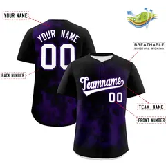 Black Purple White Skeleton Graffiti Baseball Jersey 2