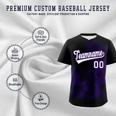 Black Purple White Skeleton Graffiti Baseball Jersey 4