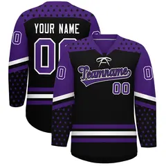 Black Purple White Star Series Lace-Up Neck Hockey Jersey