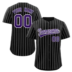 Black Purple-White Stripe Authentic Fashion Baseball Jersey 1