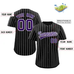 Black Purple-White Stripe Authentic Fashion Baseball Jersey 2