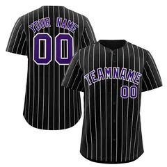 Black Purple-White Stripe Authentic Fashion Baseball Jersey 1