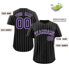 Black Purple-White Stripe Authentic Fashion Baseball Jersey 2