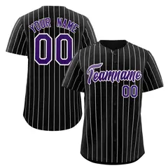 Black Purple-White Stripe Authentic Fashion Baseball Jersey