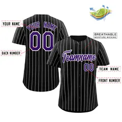 Black Purple-White Stripe Authentic Fashion Baseball Jersey 2