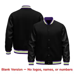 Black Purple White Varsity Jacket with Faux Leather Sleeves 6