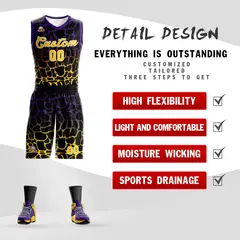 Black Purple-Yellow Spotted Graffiti Basketball Jersey 2