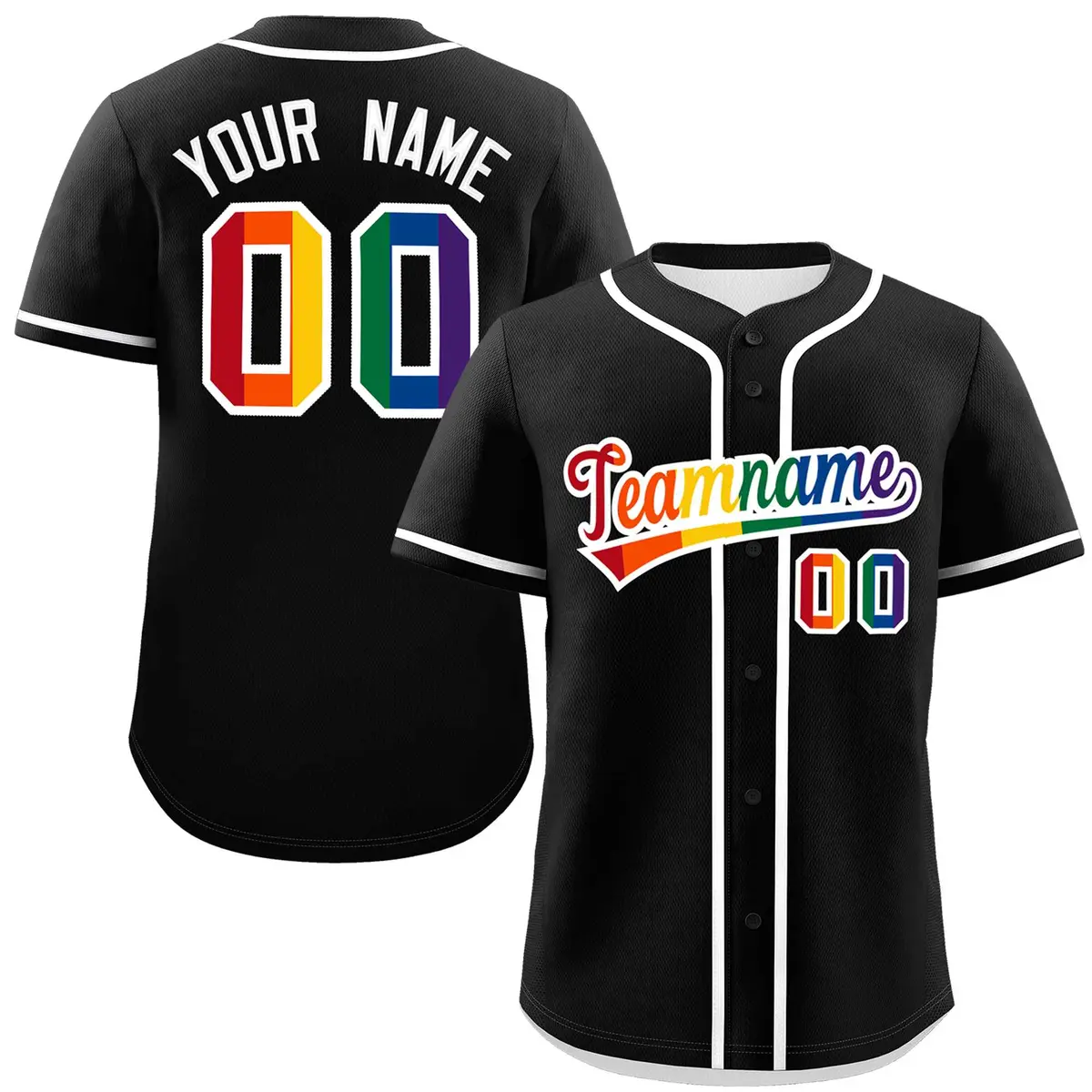 Black Rainbow Pride Month Baseball Jersey