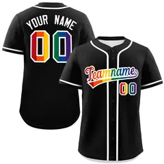Black Rainbow Pride Month Baseball Jersey