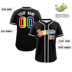 Black Rainbow Pride Month Baseball Jersey 2