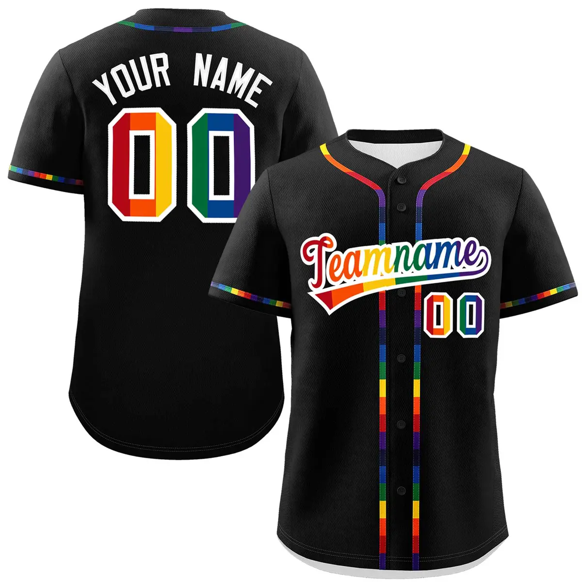 Black Rainbow Pride Month Baseball Jersey