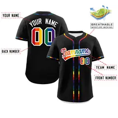 Black Rainbow Pride Month Baseball Jersey 2
