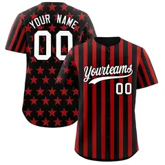 Black Red American Flag Graffiti Baseball Jersey