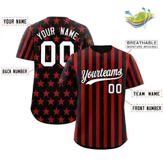 Black Red American Flag Graffiti Baseball Jersey 2