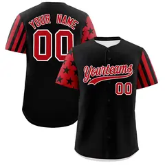 Black Red American Flag Raglan Baseball Jersey