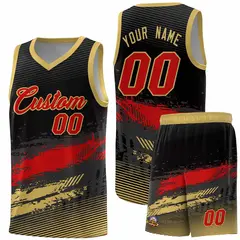 Black Red and Khaki Graffiti Pattern Basketball Jersey 1