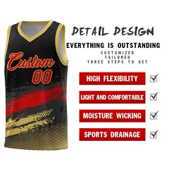 Black Red and Khaki Graffiti Pattern Basketball Jersey 2