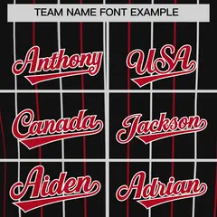 Black Red and White Bi-Color Striped Baseball Jersey 3