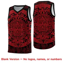 Black Red Aztec Sun Stone Graffiti Basketball Jersey 6