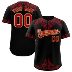 Black Red Baroque Style Baseball Jersey 1