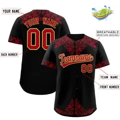 Black Red Baroque Style Baseball Jersey 2