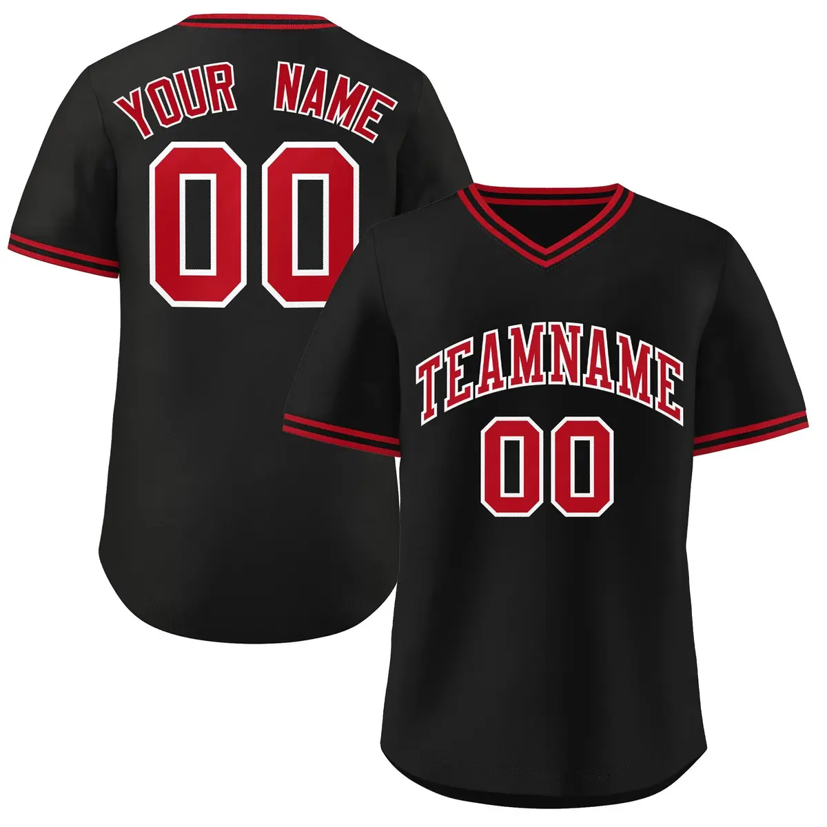 Black Red-Black Authentic Classic Pullover Baseball Jersey
