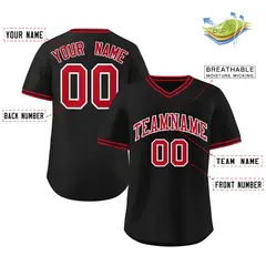 Black Red-Black Authentic Classic Pullover Baseball Jersey 2