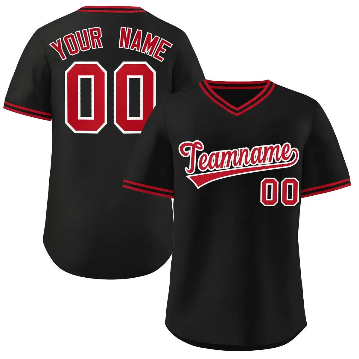 Black Red-Black Authentic Pullover Baseball Jersey