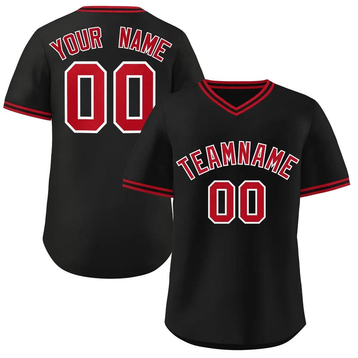 Black Red-Black Classic Authentic Pullover Baseball Jersey