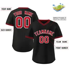Black Red-Black Classic Authentic Pullover Baseball Jersey 2