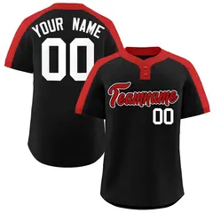 Black Red-Black Classic Style Two-Button Softball Jersey
