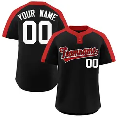 Black Red-Black Classic Style Two-Button Softball Jersey
