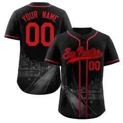 Black Red-Black San Francisco City Skyline Baseball Jersey